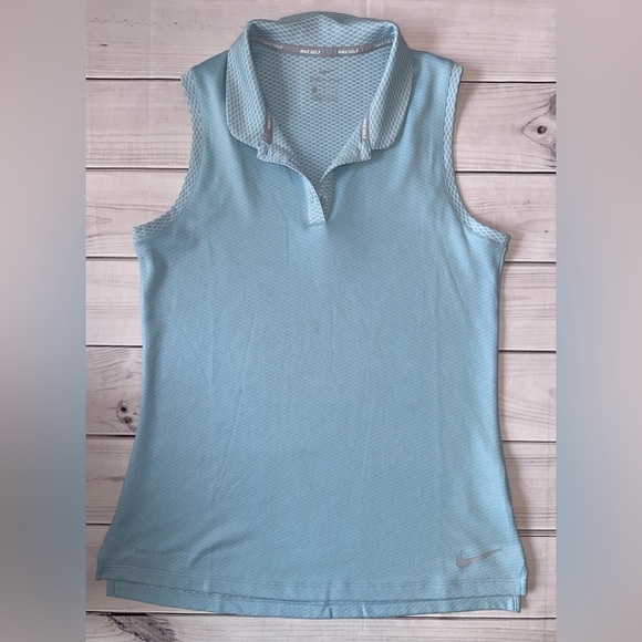 Nike Golf Dri-FIT Sleeveless Polo Top | Light Blue | Size L Preppy Pickleball - Picture 1 of 5